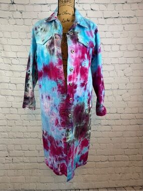 One of a Kind Ice Tie Dyed Long Jean Jacket